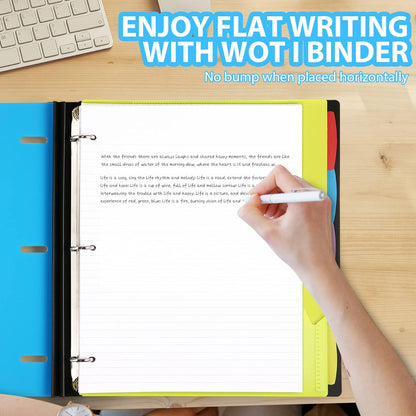 WOT I 1-Pack Telescoping 3 Ring Binder Notebook - Customizable Cover, 5 Dividers & Pocket Folder in One Slim Organizer (60 Sheets Included), Blue