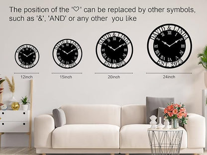 Personalized Metal Clock Sign, Custom Metal Clock,Personalized Gift, Black Gold and Silver Color Options, Housewarming Gift, Living Room Decor