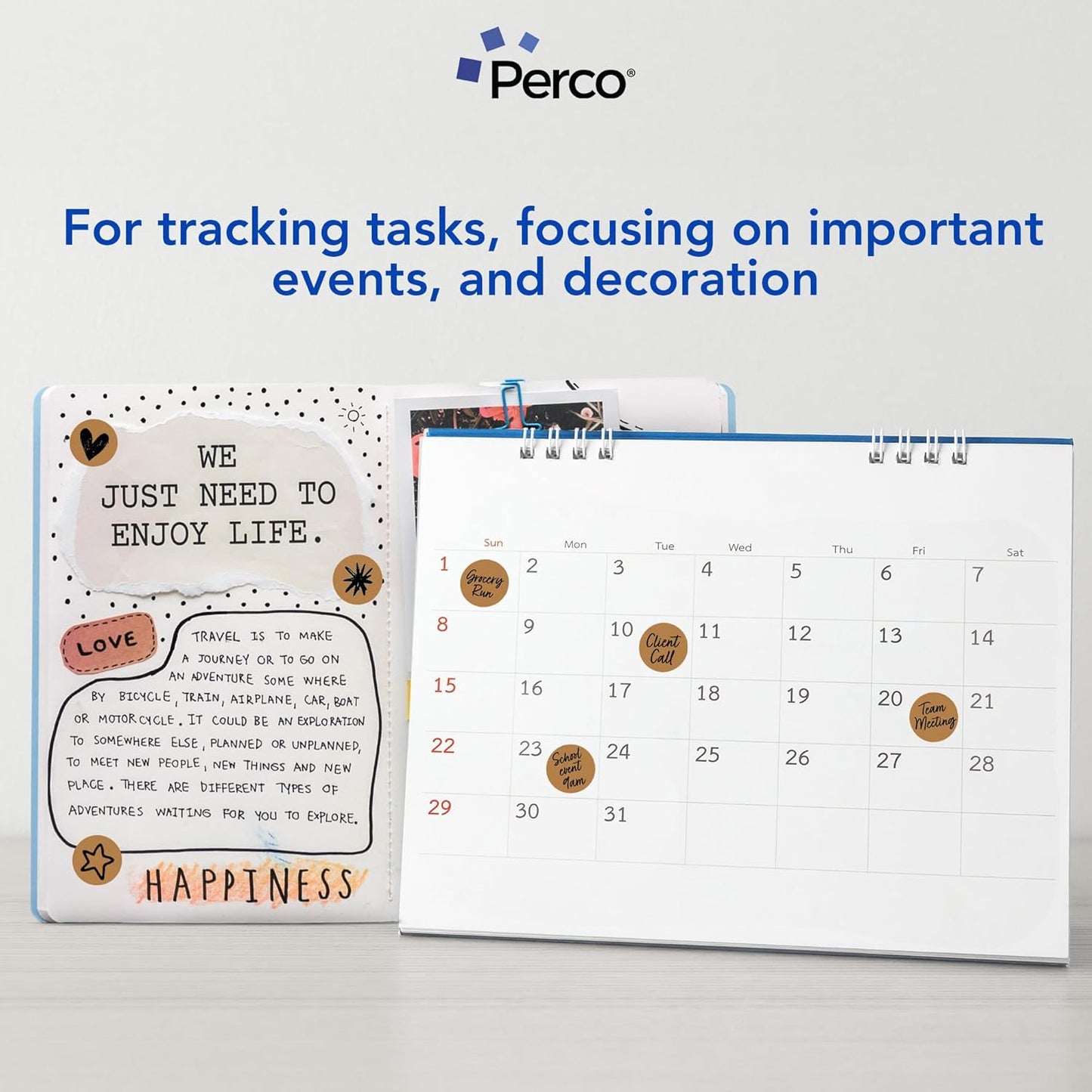 Perco Kraft Brown 1-Inch Round Circle Dot Sticker Labels - Multi-Roll Pack (3 Rolls, 1,000 Labels Each) - Permanent Adhesive, Natural, Cardboard-Like Surface - Perforated for Easy Use - Made in USA