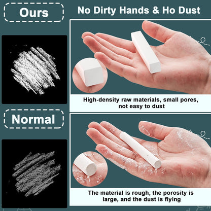 105PCS White Chalk,Dustless for Chalkboard Blackboard Stick Bulk Non-Toxic Chalk for School,Office and Home Use