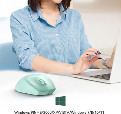 TECKNET Bluetooth Mouse, 4800 DPI Wireless Mouse, 2-Year Battery 6 Adjustable DPI, 6 Buttons Compatible with Laptop/Windows/Computer - Green