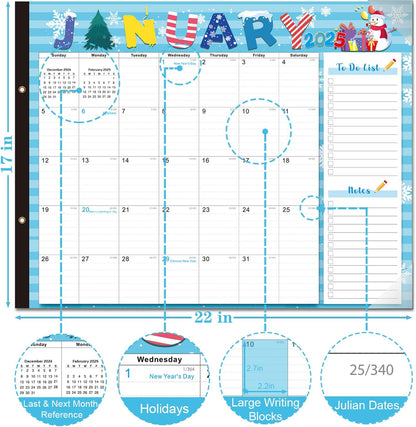 Lateefah Desk Calendar 2025, Large 22'' x 17'' Desk Calendar 2025-2026, 18 Month Desktop Calendars for Home & Office, Use Jan 2025 to June 2026