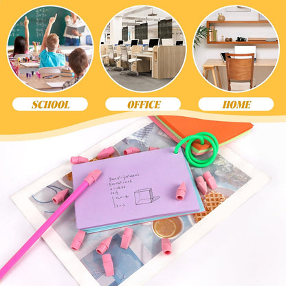 PRALB 200PCS Pink Pencil Top Eraser Caps - Bullet Tip Erasers for School, Office, Party Favors & Classroom Rewards
