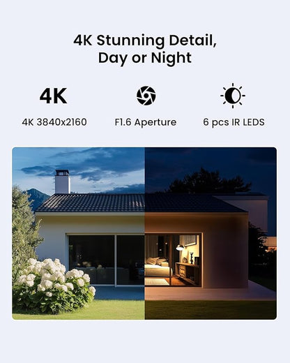 REOLINK 4K Outdoor Security Camera, 2.4/5GHz Wi-Fi 6, AI Detection, Spotlight Color Night Vision, 24/7 Recording, No Monthly Fees, Corded Wireless WiFi Security Camera, Weatherproof, Lumus Pro
