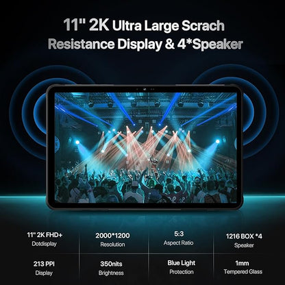 UMIDIGI 2K 11inch Rugged Tablet Android,Active T1 Octa-core 16GB RAM+128GB ROM,10000mAh,16+16+8MP Camera Waterproof Tablet with SIM Card Slot Unlocked/Stylus Pen/4G LTE/WiFi-5/BT 5.0/GPS,Warranty