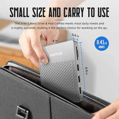 Docking Station External Hard Drive Storage, USB-C Hub + HDD 7-in-1, USB 3.0, SD/TF Card, HDD for Windows, Mac, Android, TV, Phone, Laptop, Desktop, PC (Silver, 1TB+Docking Station)
