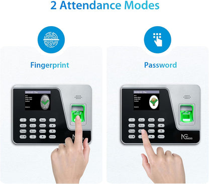 NGTeco Time Clocks for Employees Small Business, AS10 (Fingerprint+PIN) Times Clock, Standalone Clock in Clock Out Machine Supporting Shift Schedules, No Need WiFi & Software, No Monthly Fee