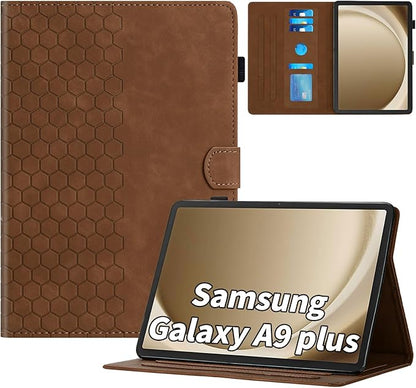Case for Samsung Galaxy Tab A9 Plus/A9+ 5G 11 Inch 2023 Model (SM-X210/X216/X218), Multi-Angle Viewing Smart Stand with Pocket Auto Wake/Sleep PU Leather Tablet Cases Flip Folio Cover Brown