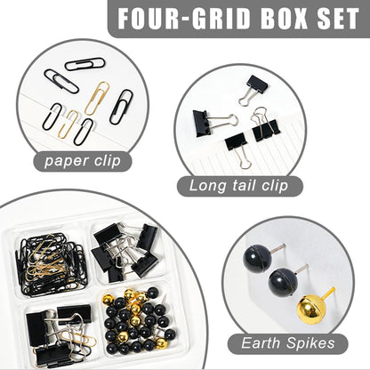 Black Desk Accessories with Pen Holder, Office Supplies Desk Organizers and Accessories, Tape Dispenser, Stapler, Staple Remover, Staples, Clips Set, Ruler, Scissor, Pen, Tape (Black)