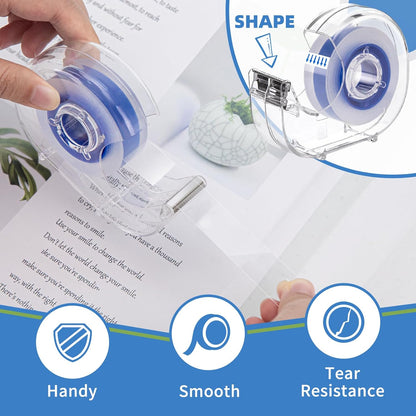 8 Pcs Transparent Tape with Dispenser, 0.7 x 1000 in Blue Core Clear Tape Rolls Bulk, Office Tape Refills for Desk, Craft, and Gift Wrapping