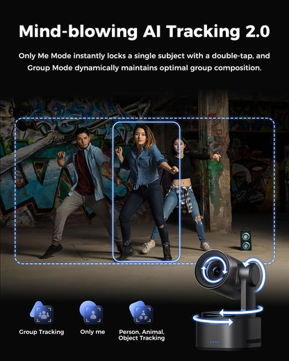 OBSBOT Tail 2 PTZR NDI Camera 4K@60FPS, Pro AI Tracking, 1/1.5" CMOS, 50MP, 5X Optical Zoom, 12X Hybrid Zoom, SDI/HDMI/IP/USB 3.0 Output, Live Streaming for Education, Conference, Worship, Live Events