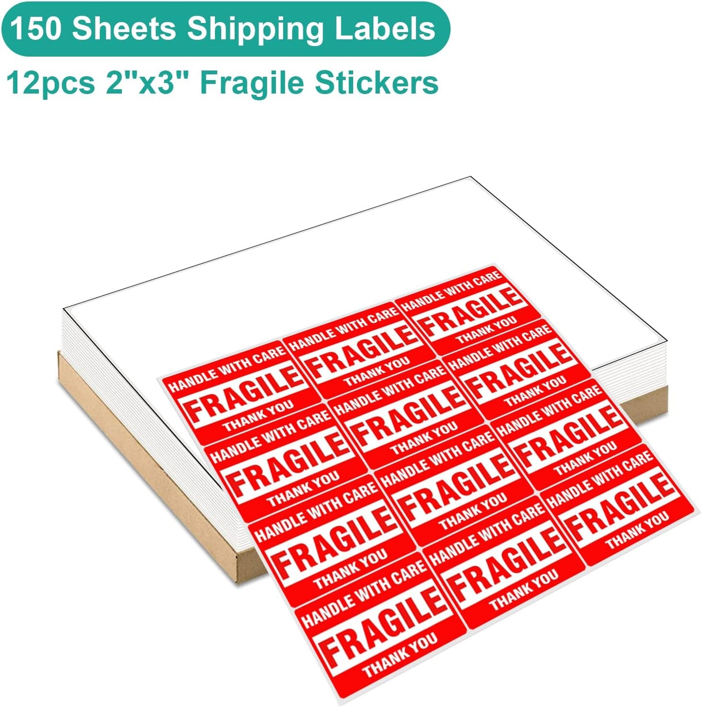 MFLABEL Full Sheet Sticker Labels, Address Labels, White Matte Label Paper, 8-1/2" x 11" Shipping Labels for Laser & Inkjet Printer (150 Labels, 150 Sheets)
