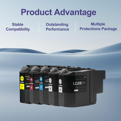 LC20E Super High Yield Ink Cartridge Set Replacement for Brother LC20EBK LC20EC LC20EM LC20EY LC20E XXL Ink Cartridges MFC-J5920DW MFC-J985DW MFC-J775DW MFC-J985DWXL Printer (2BK/C/M/Y, 5 Pack)