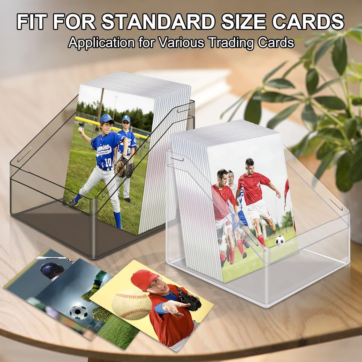 Mlikero Card Deck Cases, 6 Pack Acrylic Commander Deck Box Holding 100+ Sleeved Cards with 6 Dividers, Sturdy Card Storage Box Fit for MTG, TCG, Sports Cards (Clear&Black)