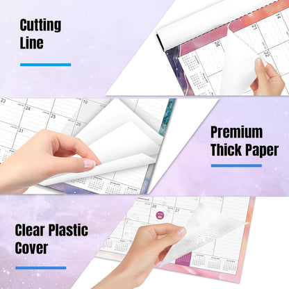 Gannyfer Desk Calendar 2025-2026, 18 Month Calendar July 2025 - Dec 2026, 22" x 17" Large Monthly Desktop Calendar with Notes, Daily Blocks, Thick Paper, Corner Protectors - Colorful Waterink (6 Stickers Included)