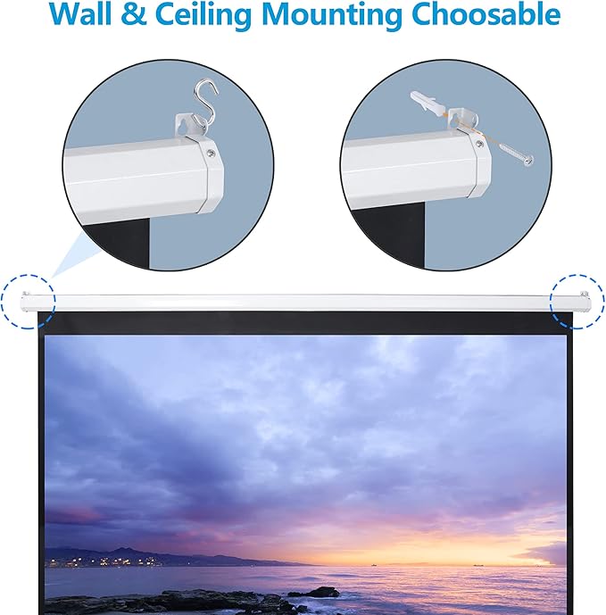SUPER DEAL 80'' 16:9 HD Projection Screen Foldable Anti-Crease Portable Projector Movie Screen Manual Pull Down for Home Theater Presentation Education Outdoor Indoor Public Display