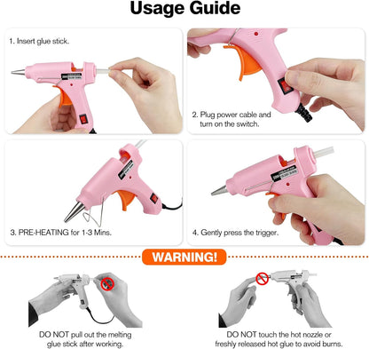 Mini Hot Glue Gun, Hot Melt Gun with 30 Glue Sticks for Arts Crafts, Mini Glue Gun Kit for Kids School Craft and Quick Home Repairs (Multicolored, 20W, 8 Pieces)