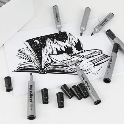 Dabo&Shobo 72 Pack Permanent Markers, Chisel Point, Quick Drying Ink, Black Permanent Markers, Works on Plastic,Wood,Stone,Metal and Glass for Doodling, Marking…