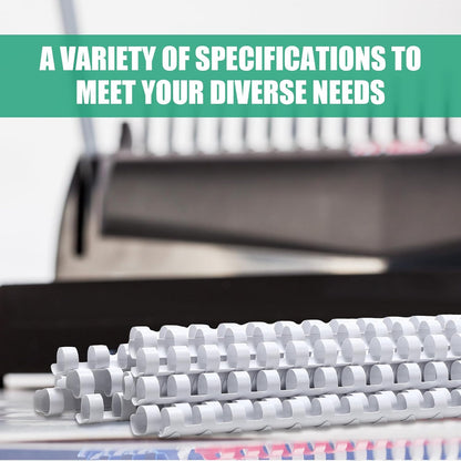 Maitys 300 Pcs Plastic Binding Combs Bulk 19 Ring Comb Spines Letter Size Spiral Binding for Notebook Calendar Picture (1/2 Inch,White)