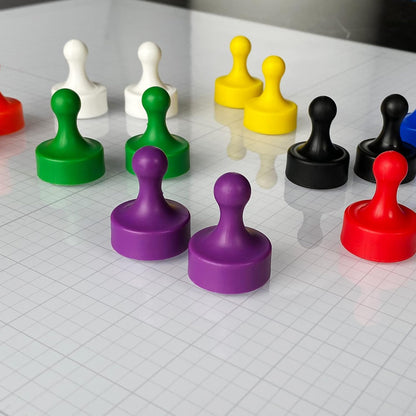 GLASSBOARD STUDIO Powerful Neodymium Magnets, Pawn-Shaped - Strong Fridge/Refrigerator and Whiteboard Magnet, Ideal for Office, Kitchen, Crafts - Rare Earth, Heavy Duty (8, Multi-Color)