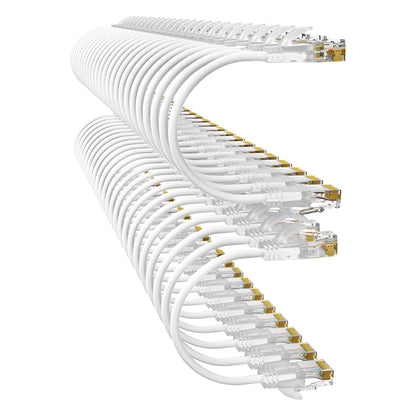 Cat6a Patch Cables 1ft (48 Pack) Slim, Cat6 Ethernet Patch Cable Pure Copper, Flexible Cat 6 Patch Cable 550MHZ 10G, Space-Saving Cat 6A Network Cables for Patch Panel White