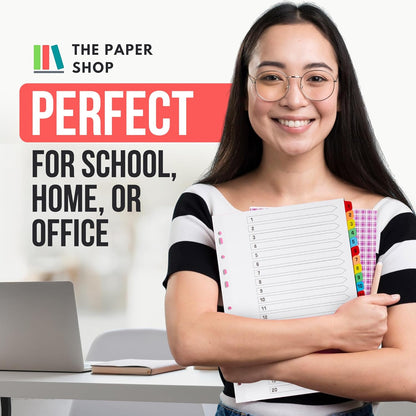 Binder Dividers with Tabs 1-20 Numbered – A4 (5 Pack) | Dividers for 3 Ring Binder | Numbered Tab Dividers for Office, School & Home Organization - The Paper Shop