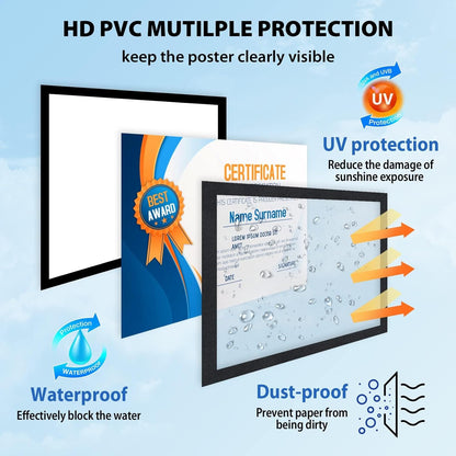 8.5"x 11" Self Adhesive Magnetic Sign Holder, Double Sided Window Magnetic Display Frame with Clear PVC and Strong Magnetic for Office,Home,Store,Door,Glass,Wall Display Frame(Black,20Pack)