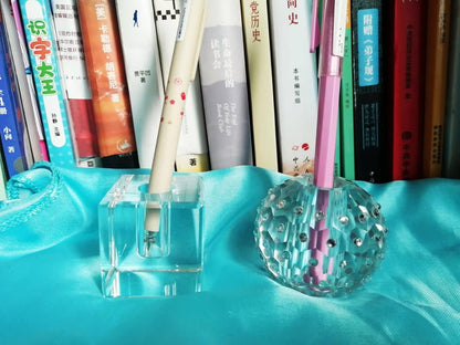 Crystal Glass Pen Holder Honeycomb Desk Accessory Fountain Pen Office Supplies Party & Gift Idea Home Decor (HONEYCOMB)