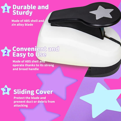 Craft Holes Punch, 2 Inch Star Shape Paper Punchs Scrapbook Punches for Craft, DIY Handmade Paper Punch for Festival and Greeting Card Making