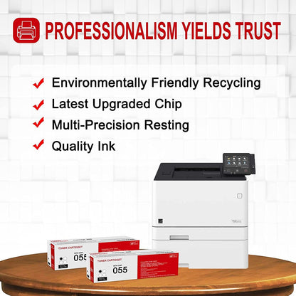 2 Pack 055 3016C001 Black Toner Cartridge: Compatible CRG-055 Replacement for Canon i-SENSYS LBP660 MF740 Series ImageClass LBP660C LBP664Cdw LBP664Cx MF740C MF741Cdw MF743Cdw MF746Cdw Series Printer