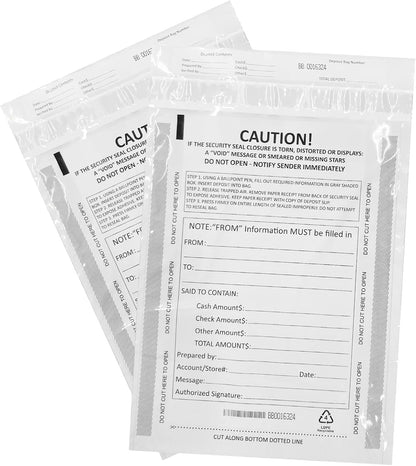 10 x 13 Inch Deposit Bags Security Pocket Bank Deposit Envelopes (White, 100 Pack)
