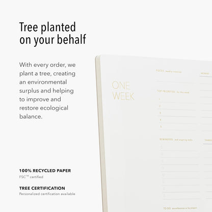 One Week - Elegant Undated Weekly Desk Planner, Gold Foiled, A4, Minimalist Weekly To Do List Notepad, Daily Schedule, Work Week Planner Pad, Eco-friendly, FSC™ Certified