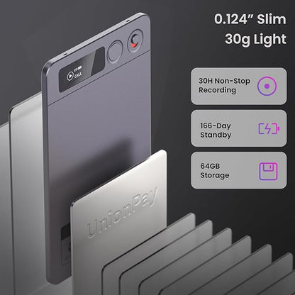 AI Voice Recorder, Note Voice Recorder Transcribe & Summarize, AI Noise Cancellation Technology, Supports 152 Languages, 64GB Memory APP Control Audio Recorder for Lectures, Meetings, Calls, Dark Gray