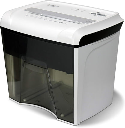 Aurora AU1285MD Compact Desktop-Style High Security 12-Sheet Micro-Cut Paper and CD/Credit Card/Junk Mail Pullout Basket Shredder, White/Black