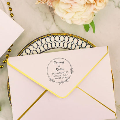 EAQ Custom Stamp Self Inking Return Address Stamp, Personalized Stamp with Text Logo | Business Logo Stamp | Address Stamp | Wedding Stamp