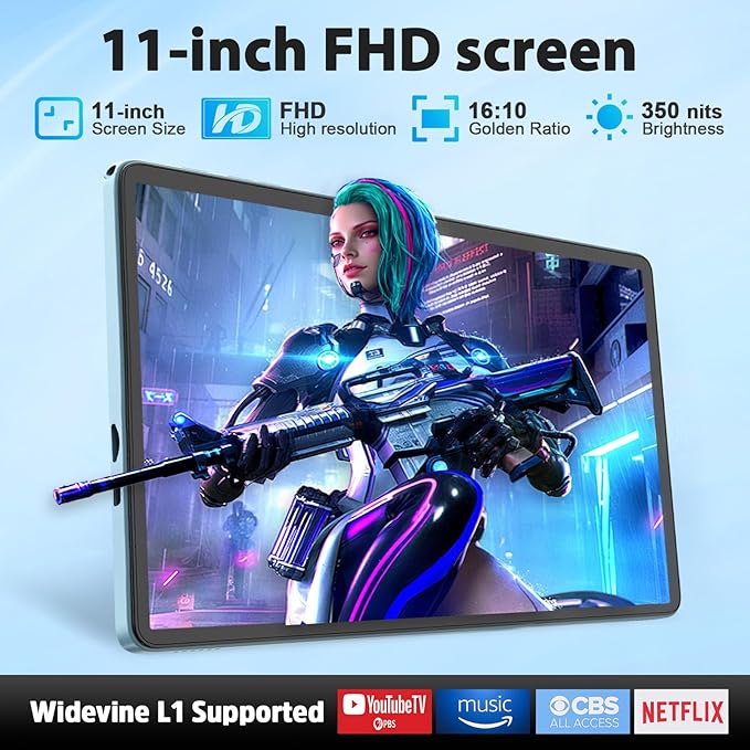 2026 11 inch Tablet, Android 15 Tablet with Keyboard, 24GB RAM+128GB ROM(2TB Expand), 8000mAh, Gemini AI, 2.4G/5G WiFi, BT5.0, GMS, Octa-core, 2 in 1 Tablets with Case, Mouse, Stylus(Black Case)