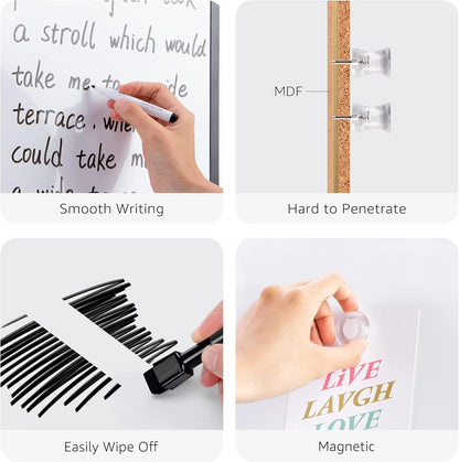 Amazon Basics Combo Magnetic Whiteboard&Cork Board for Home,Office and Classroom, Plastic/Aluminum Frame, White,Yellow, 17" x 23"