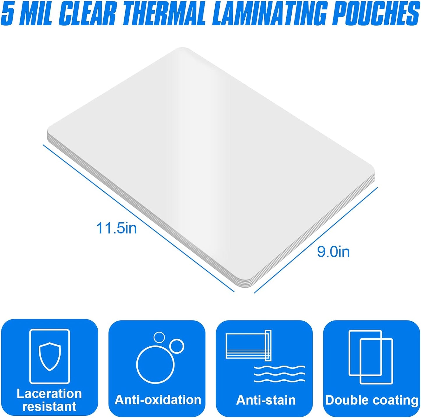HERKKA 100 Pack Laminating Sheets, Holds 8.5 x 11 Inch Sheets, 5Mil Clear Thermal Laminating Pouches 9 x 11.5 Inch Lamination Sheet Paper for Laminator, Round Corner Letter Size