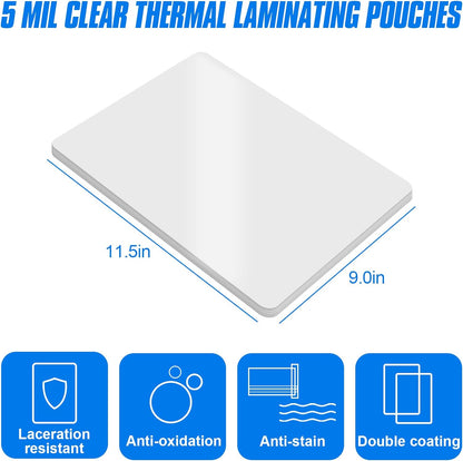 HERKKA 100 Pack Laminating Sheets, Holds 8.5 x 11 Inch Sheets, 5Mil Clear Thermal Laminating Pouches 9 x 11.5 Inch Lamination Sheet Paper for Laminator, Round Corner Letter Size
