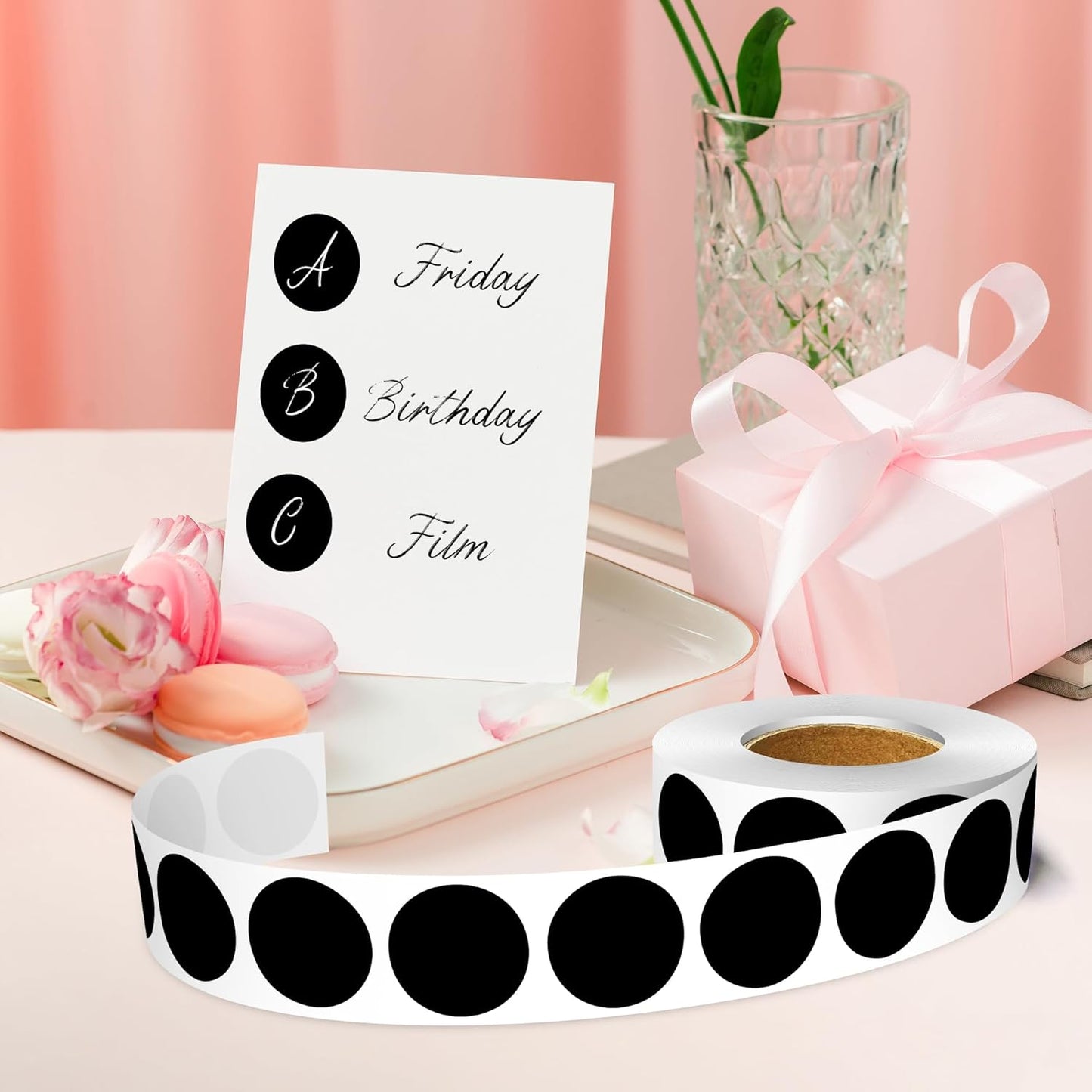 1 Inch Round Color Coding Labels, 1000 PCS Per Roll Black Color Coded Dot Stickers, Round Color Dot Labels for Organizing, Filing, and Storage