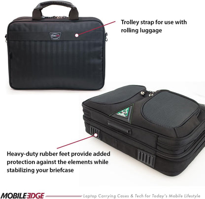 Mobile Edge ScanFast Laptop Briefcase Bag for Men and Women, for 16" PC and Compatible with MacBook 17", TSA Checkpoint Friendly, Black