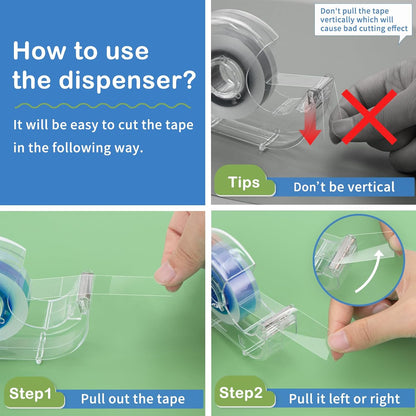 8 Pcs Transparent Tape with Dispenser, 0.7 x 1000 in Blue Core Clear Tape Rolls Bulk, Office Tape Refills for Desk, Craft, and Gift Wrapping