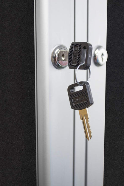 Ghent 36"x36" 1-Door indoor Enclosed Recycled Rubber Bulletin Board, Shatter Resistant, with Lock, Satin Aluminum Frame,Black (PA13636TR-BK) ,Made in the USA