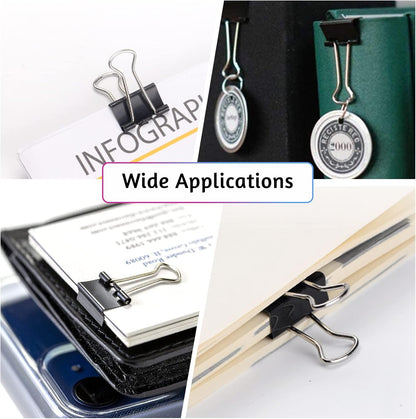 120 Pack Black Binder Clips 0.75 Inch, Small Paper Clamps, Black Paper Binder Clips, Office Clips, Mini Binder Clips, Small Clips for Office Supplies Home School and Business