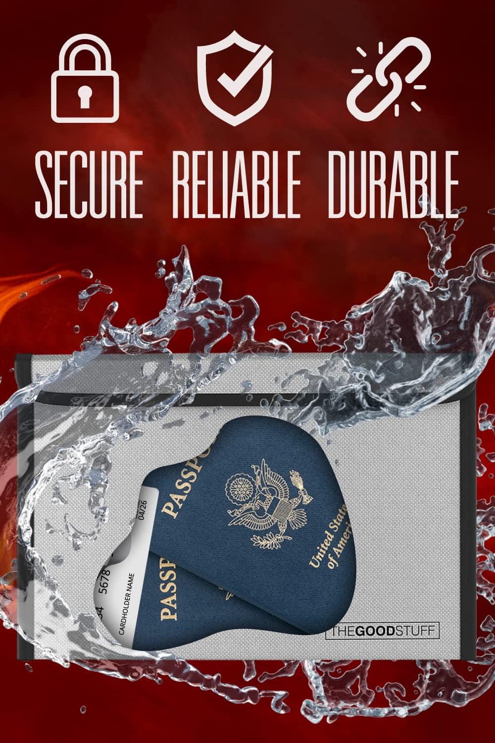 Fireproof Document Bag Envelope Size: 8" x 5" [2000°F UL Certified] Fireproof Cash Bags with Zipper Small Water and Fire Resistant Money Bag for Cash Storage, Fireproof Bags for Cash Fire Proof