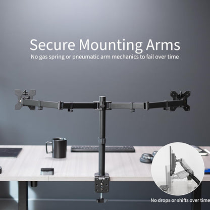 VIVO Dual Ultrawide Monitor Desk Mount, Heavy Duty Fully Adjustable Steel Stand, Holds 2 Computer Screens up to 38 inches and Max 10kg Each, Black, STAND-V038