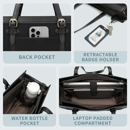 Keyli 3pcs Laptop Bag for Women,15.6 Inch Canvas Tote Bag Work Bags Large Business Computer Briefcase Shoulder Handbag Purse