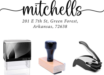 Custom Self-Inking Address Stamp with Name, Personalized Couples Address Stamps, Custom Rubber Address Stamp, Modern Address Stamp Wooden Handle Rubber Stamp (Wood Handle)