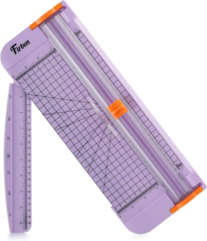 Firbon Purple A4 Paper Cutter, 12 Inch Titanium Straight Paper Trimmer with Side Ruler for Scrapbooking Craft, Paper, Coupon, Label, Cardstock