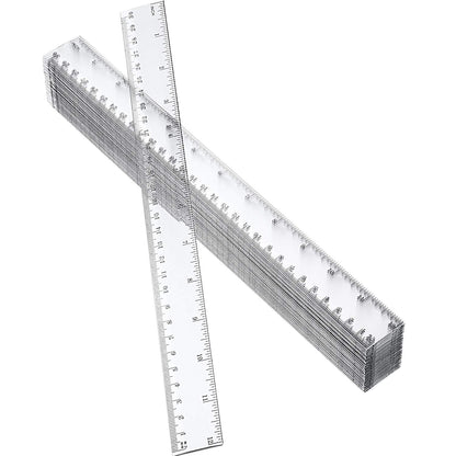 Eboot 50 Pack 12 Inch Rulers Bulk Clear Plastic Ruler Measuring Tool for Kids Student School Office
